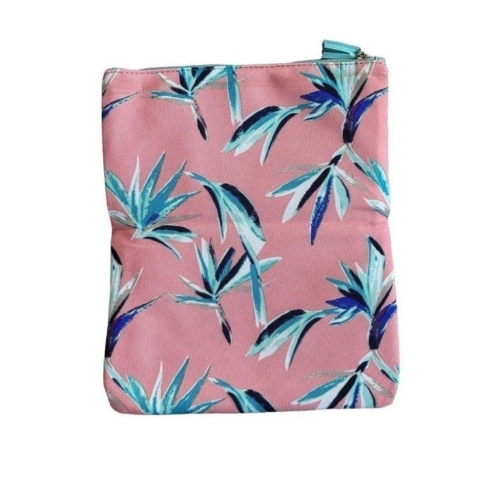 Rachel Pally Teal Pink Tropical Floral Leaf Pattern Reversible Fold Over Clutch - Picture 3 of 8